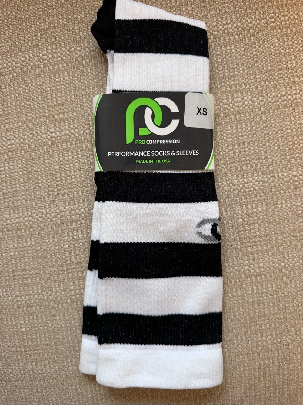 Pro Compression Women's Black & White Striped Performance Socks